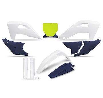 UFO Kompletný plastový KIT Husqvarna TC125/150/250/300 FC250/350/450 TX300 FX350/450 25-26 modrá-biela-žltá