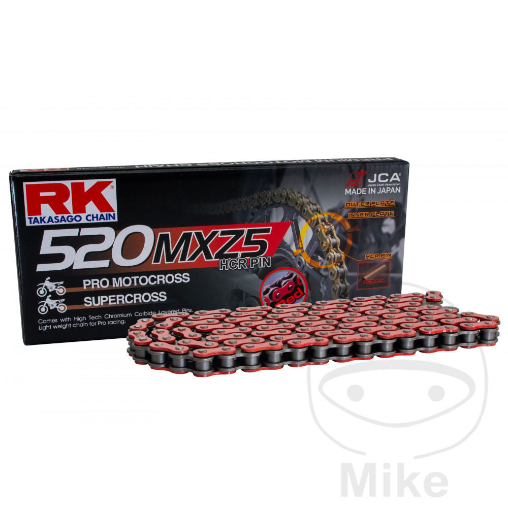 RK 520 MXZ5 bezókružková MX retaz červená 118čl