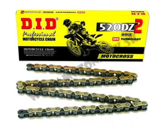 DID 520DZ2 motokrosová reťaz 116 L zlatá/čierna